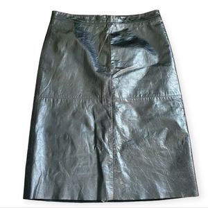 Vintage Gap Genuine Leather Black Raw Hem Pencil Skirt 12